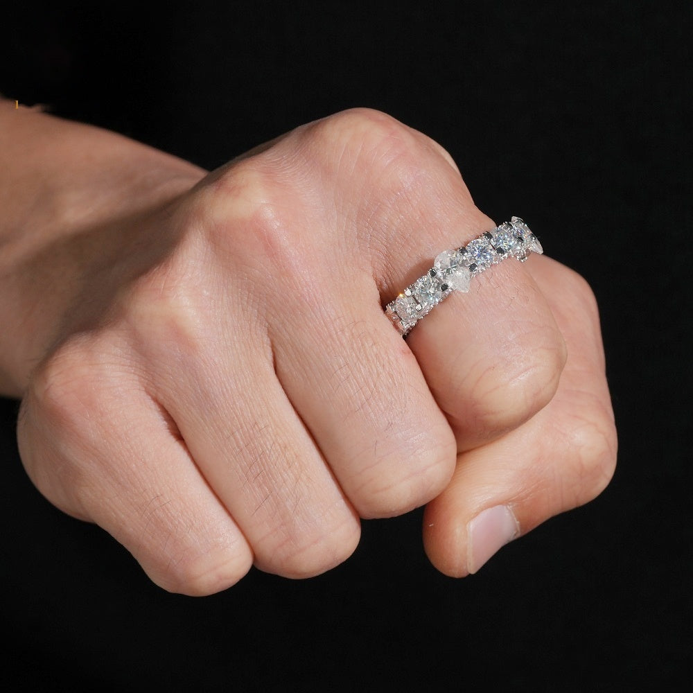 Pear & Round Eternity Ring — Moissanite, 925 Silver