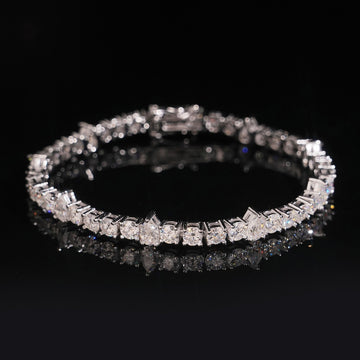 Pear & Round Tennis Bracelet — Moissanite, 925 Silver
