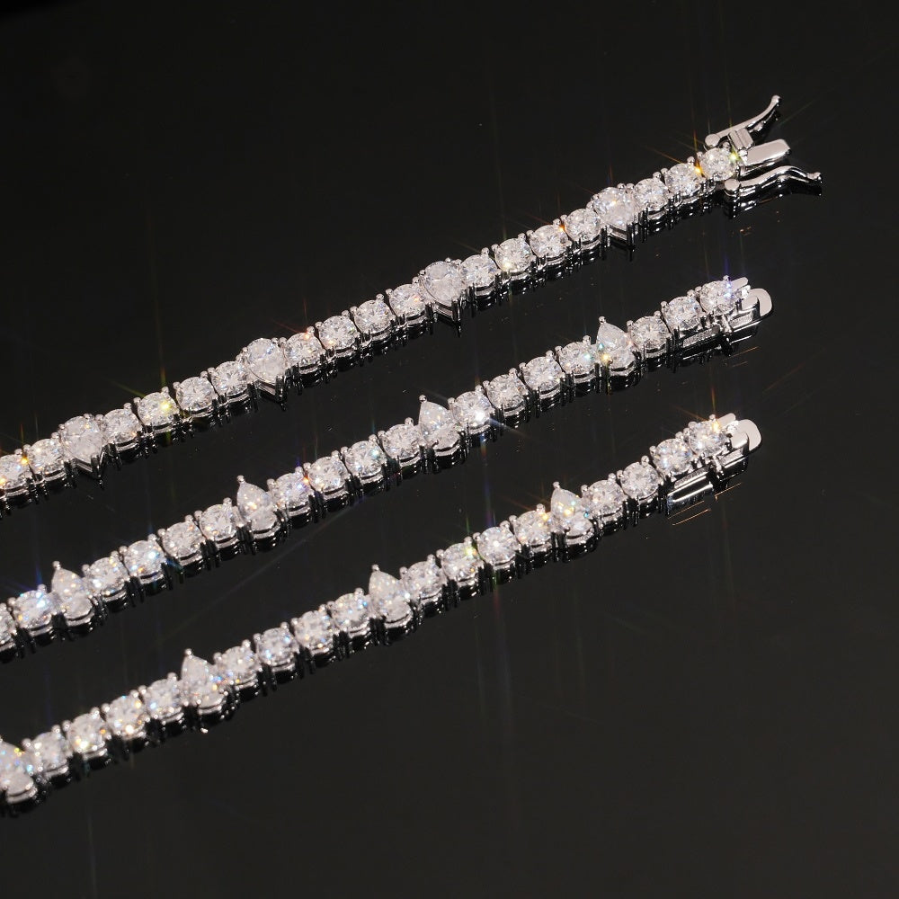 Pear & Round Tennis Bracelet — Moissanite, 925 Silver