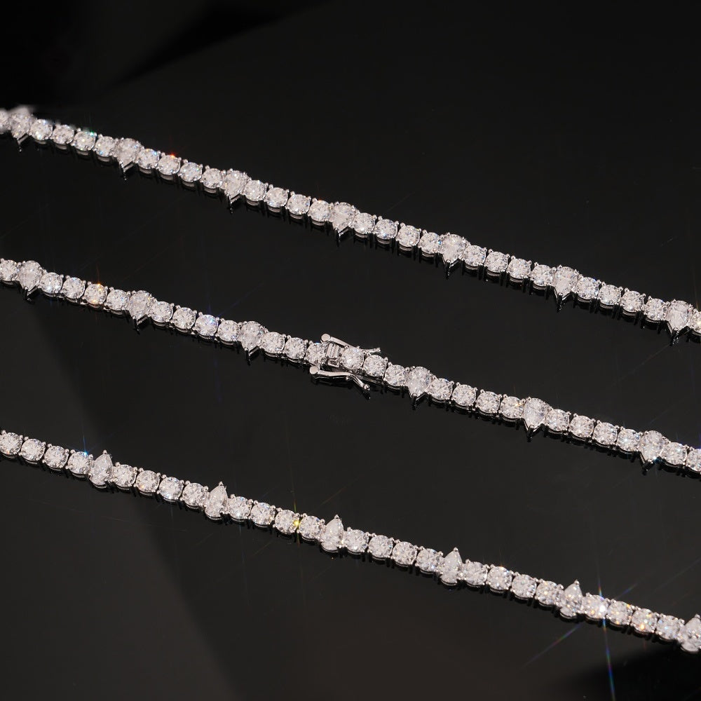 Pear & Round Tennis Bracelet — Moissanite, 925 Silver