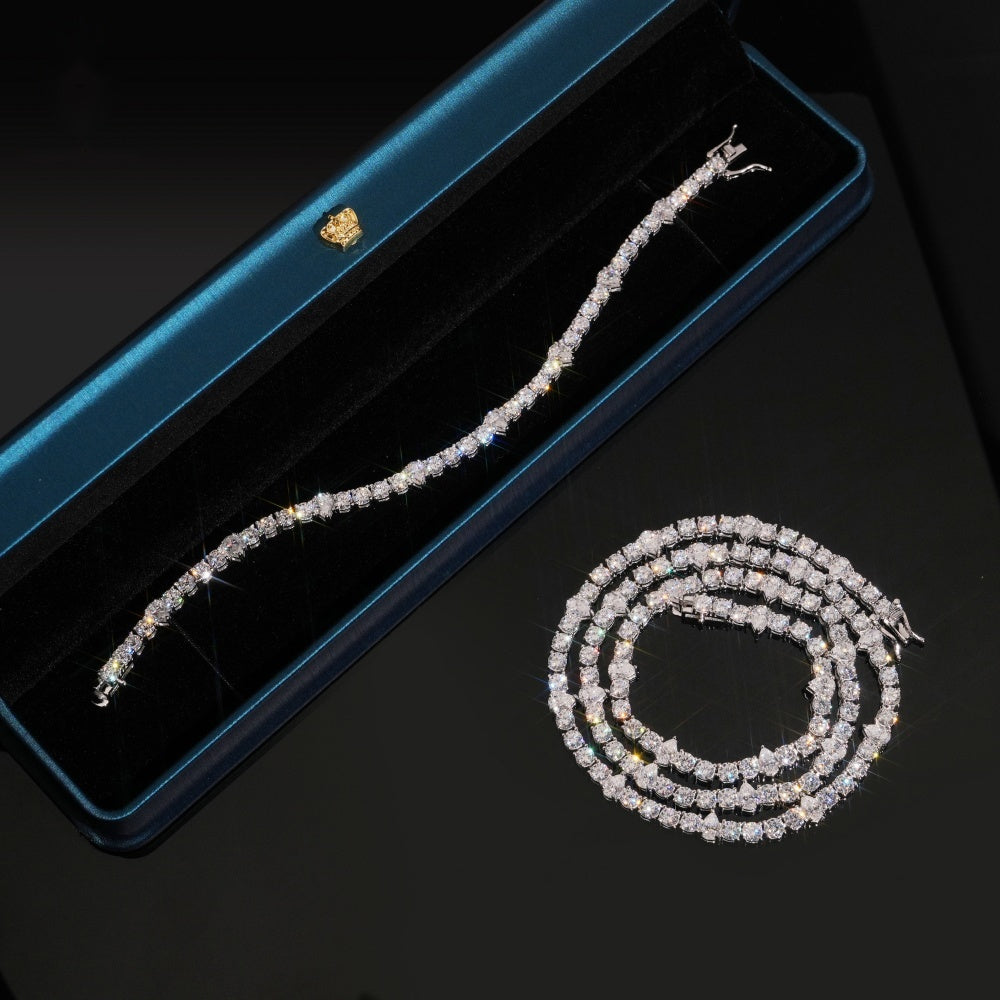 Pear & Round Tennis Bracelet — Moissanite, 925 Silver