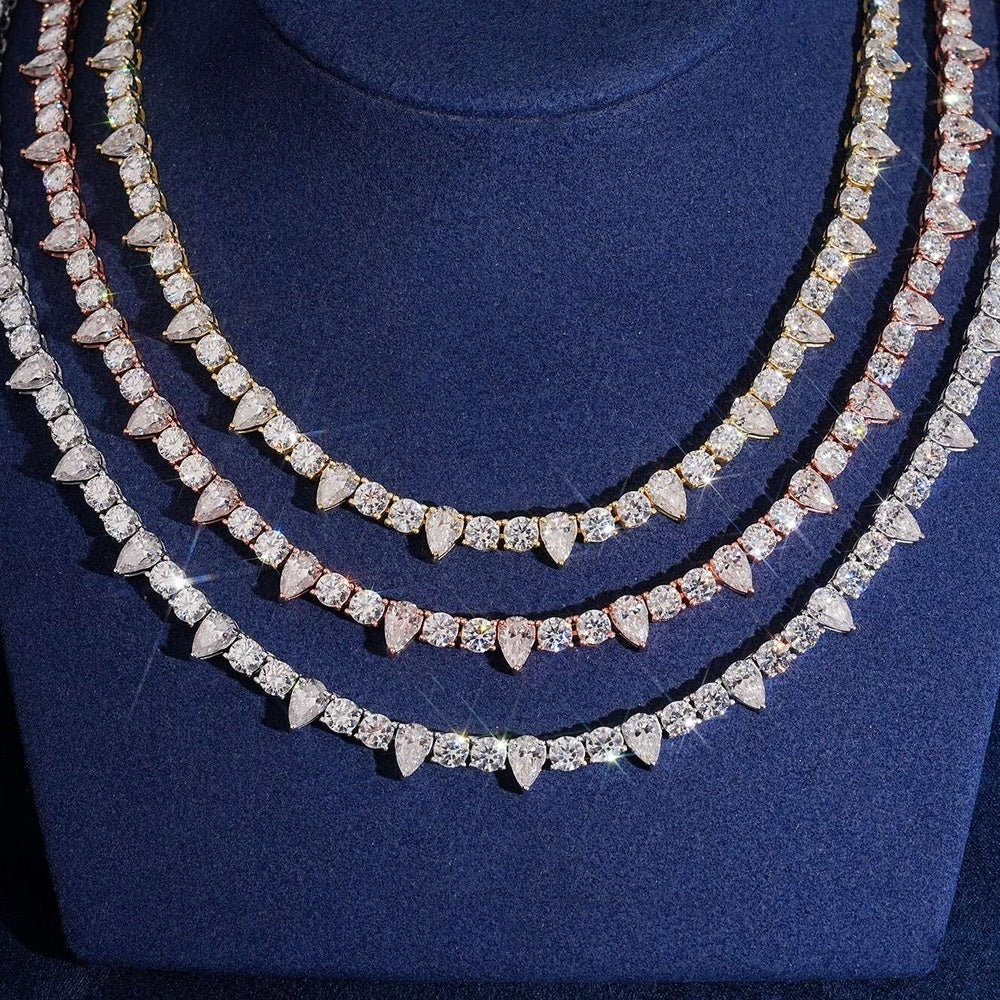 Pear & Round Tennis Chain — Moissanite, 925 Silver