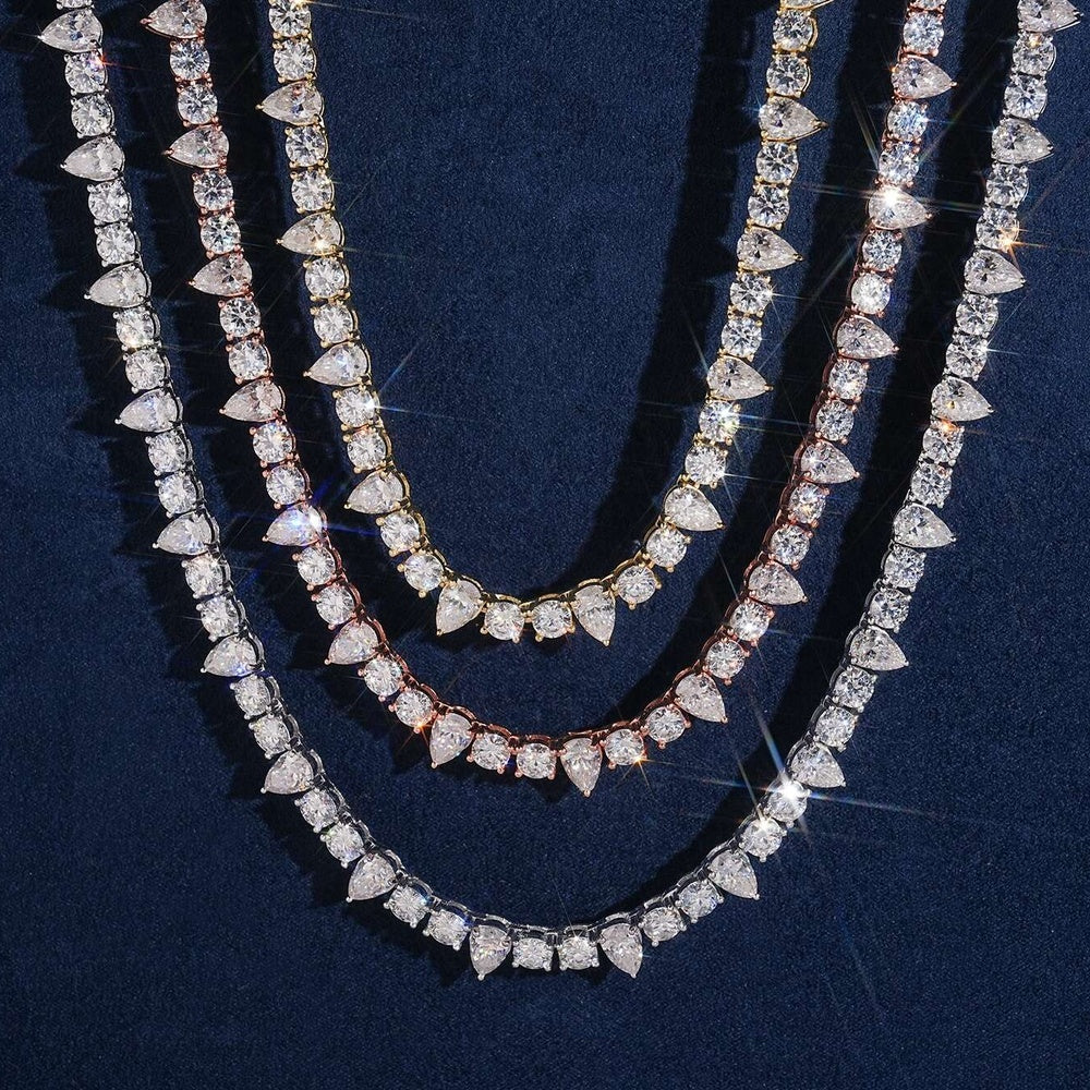 Pear & Round Tennis Chain — Moissanite, 925 Silver