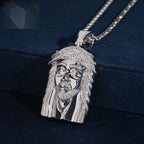 Polished Jesus Head Pendant — Moissanite, 925 Silver