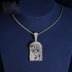 Polished Jesus Head Pendant — Moissanite, 925 Silver