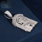 Polished Jesus Head Pendant — Moissanite, 925 Silver