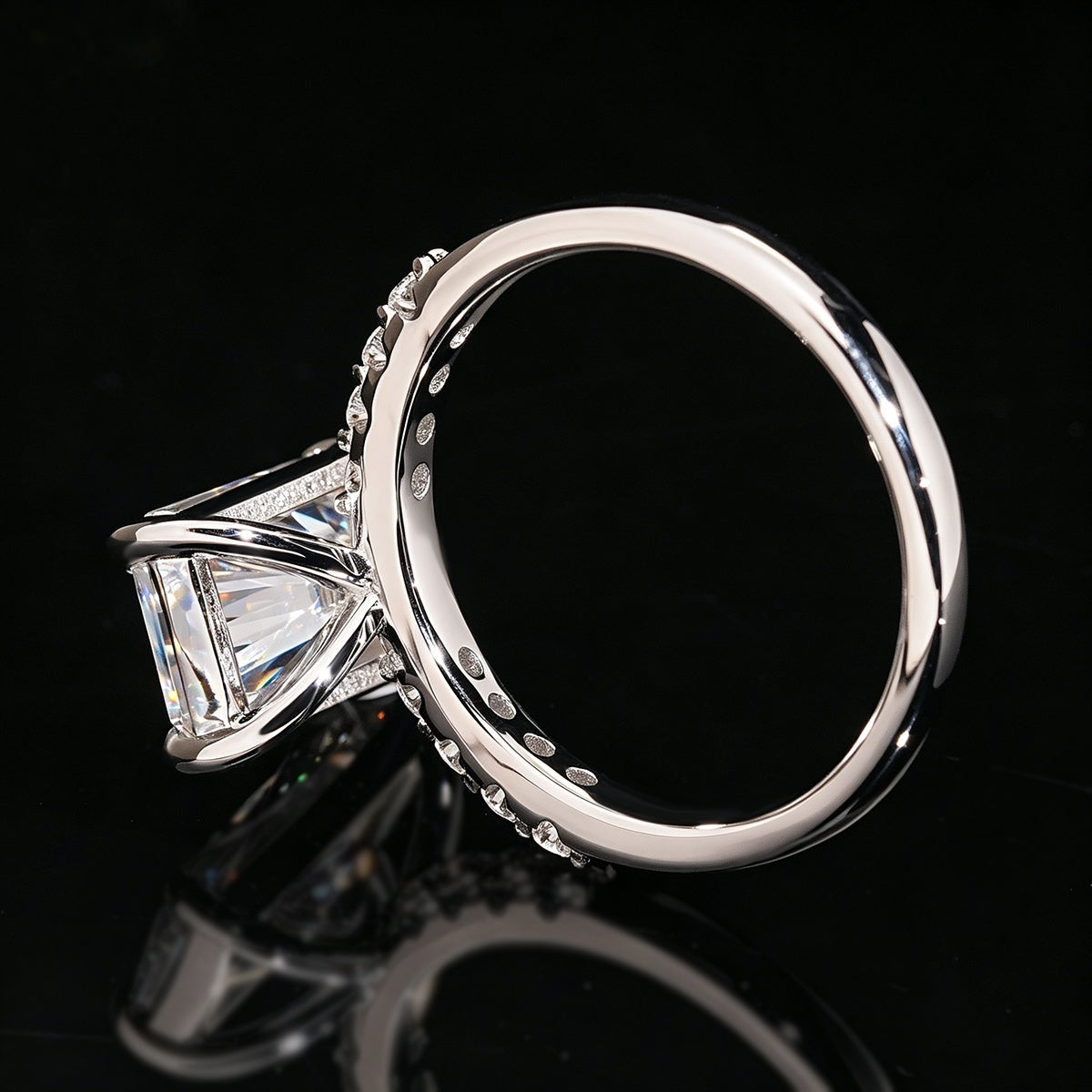 Radiant Cut Engagement Ring — Moissanite, 925 Silver