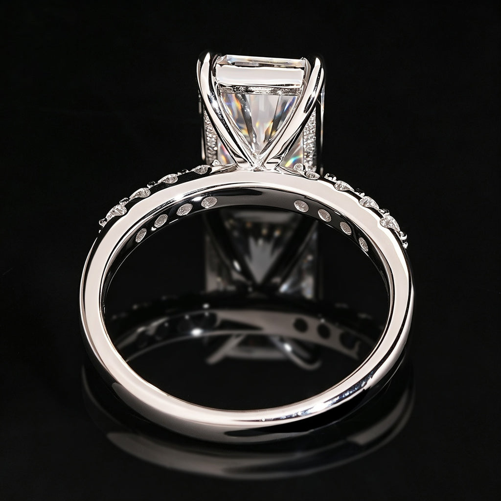 Radiant Cut Engagement Ring — Moissanite, 925 Silver
