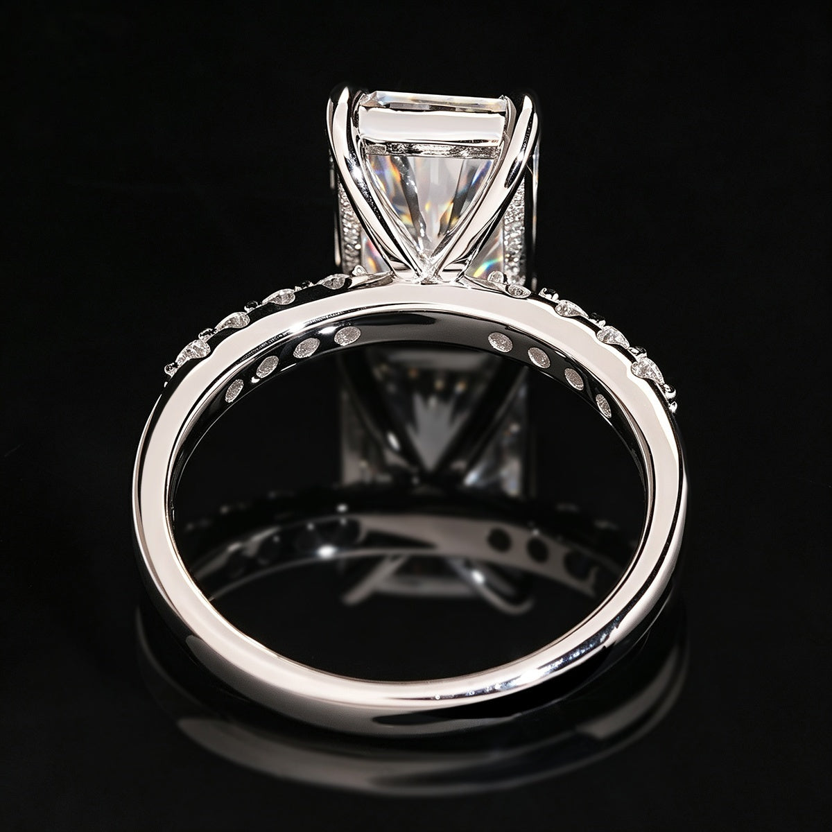 Radiant Cut Engagement Ring — Moissanite, 925 Silver