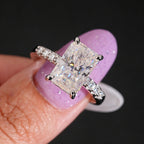 Radiant Cut Engagement Ring — Moissanite, 925 Silver