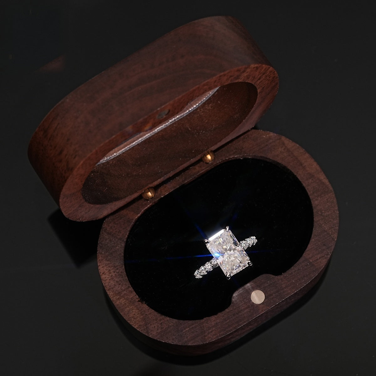 Radiant Cut Engagement Ring — Moissanite, 925 Silver