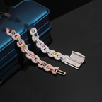 Rainbow Baguette Link Bracelet – Moissanite & 925 Silver