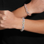 Rainbow Baguette Link Bracelet – Moissanite & 925 Silver