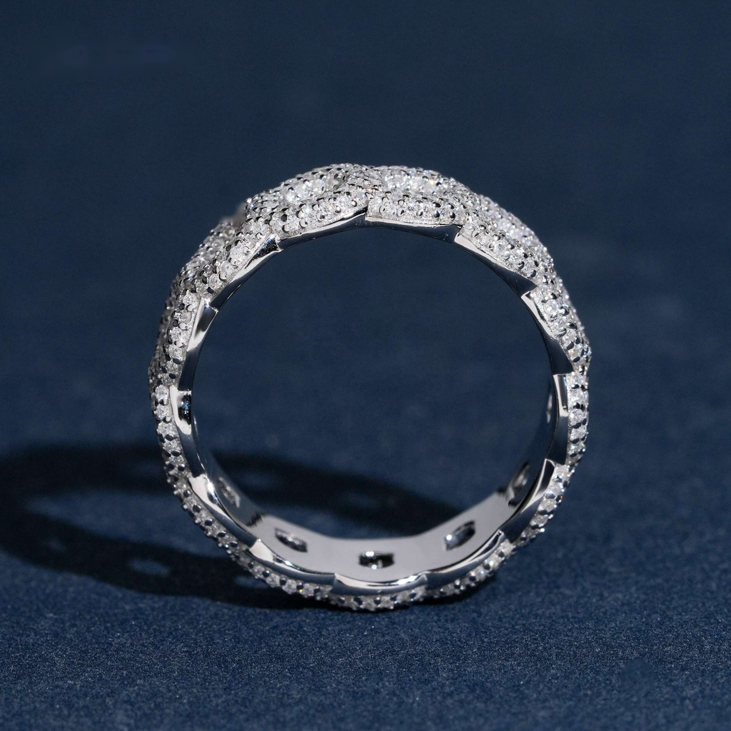 Cuban Link Eternity Ring — Moissanite, 925 Silver