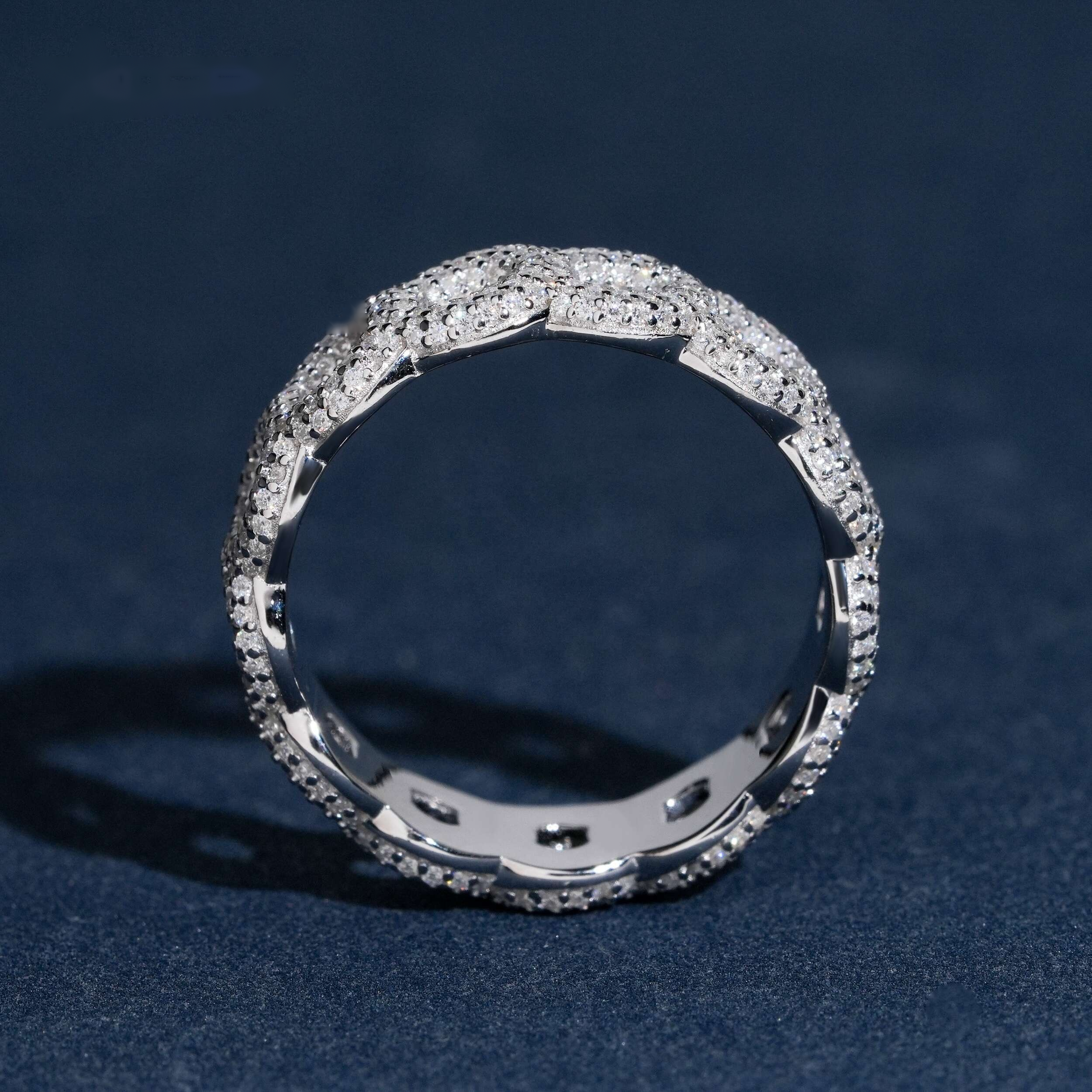 Cuban Link Eternity Ring — Moissanite, 925 Silver