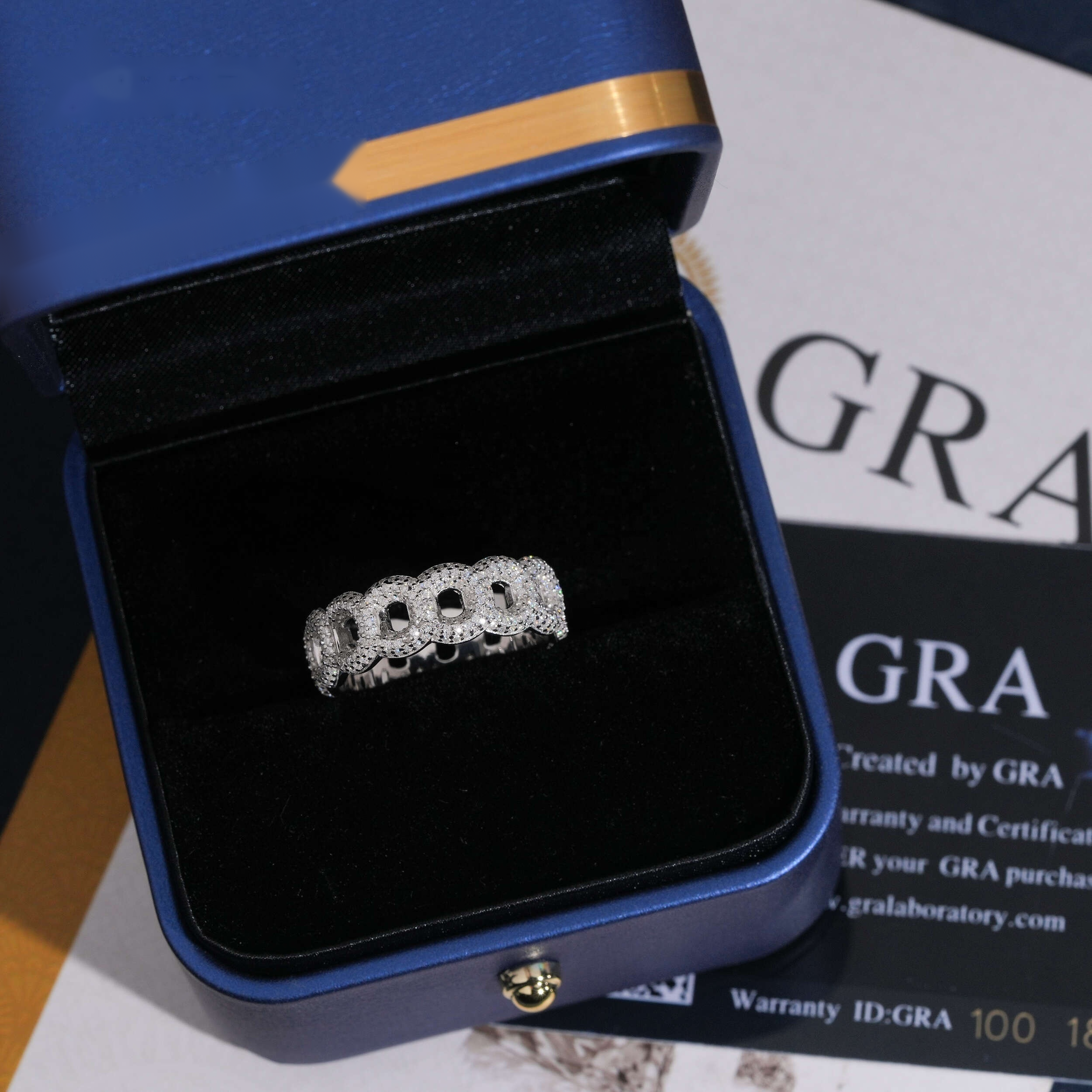 Cuban Link Eternity Ring — Moissanite, 925 Silver