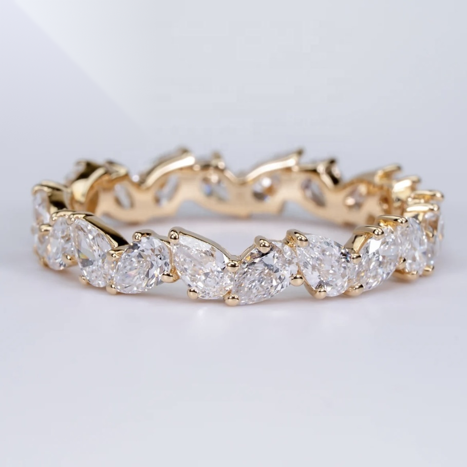 Slanted Pear Eternity Band — Moissanite, 925 Silver