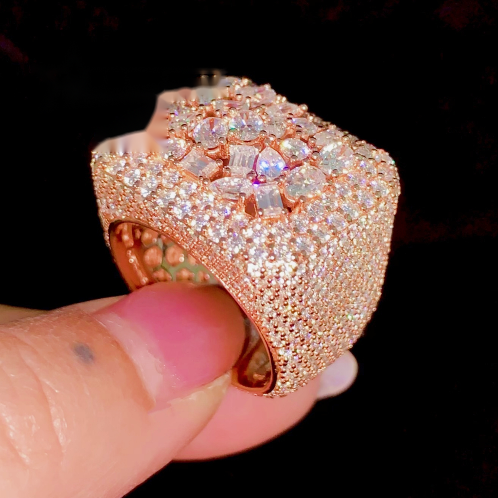 Mixed-Cut Cluster Ring — Moissanite, 925 Silver
