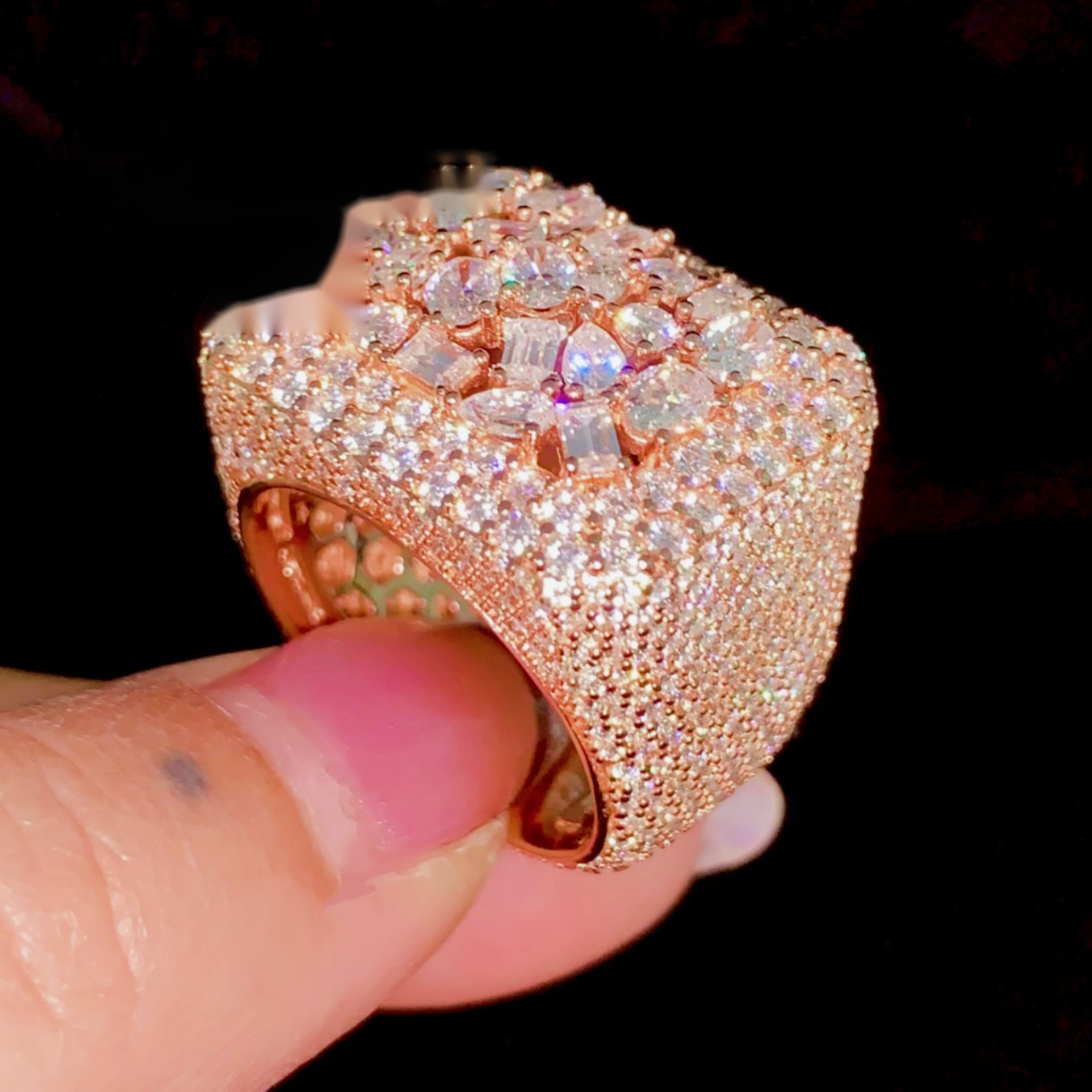 Mixed-Cut Cluster Ring — Moissanite, 925 Silver