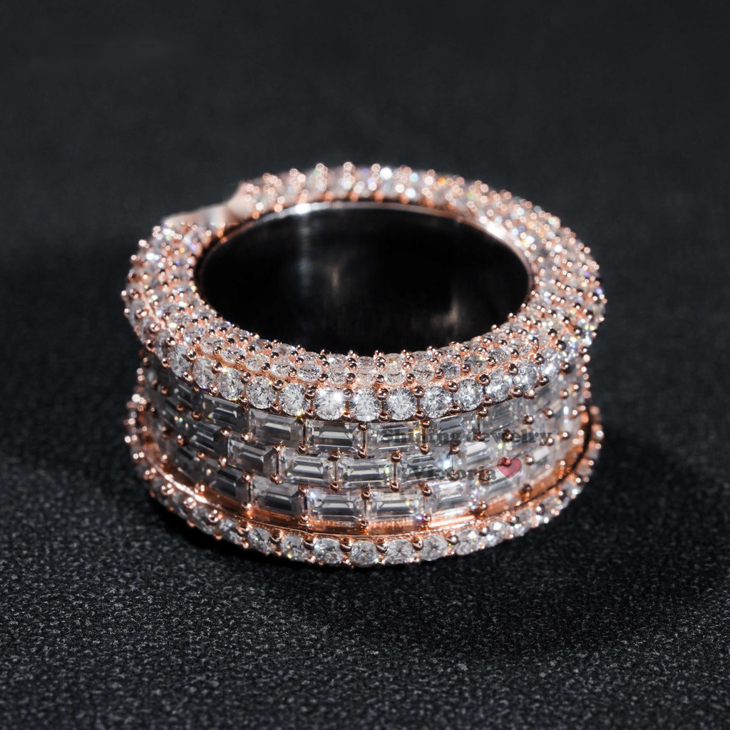 Baguette Center Eternity Band — Moissanite, 925 Silver