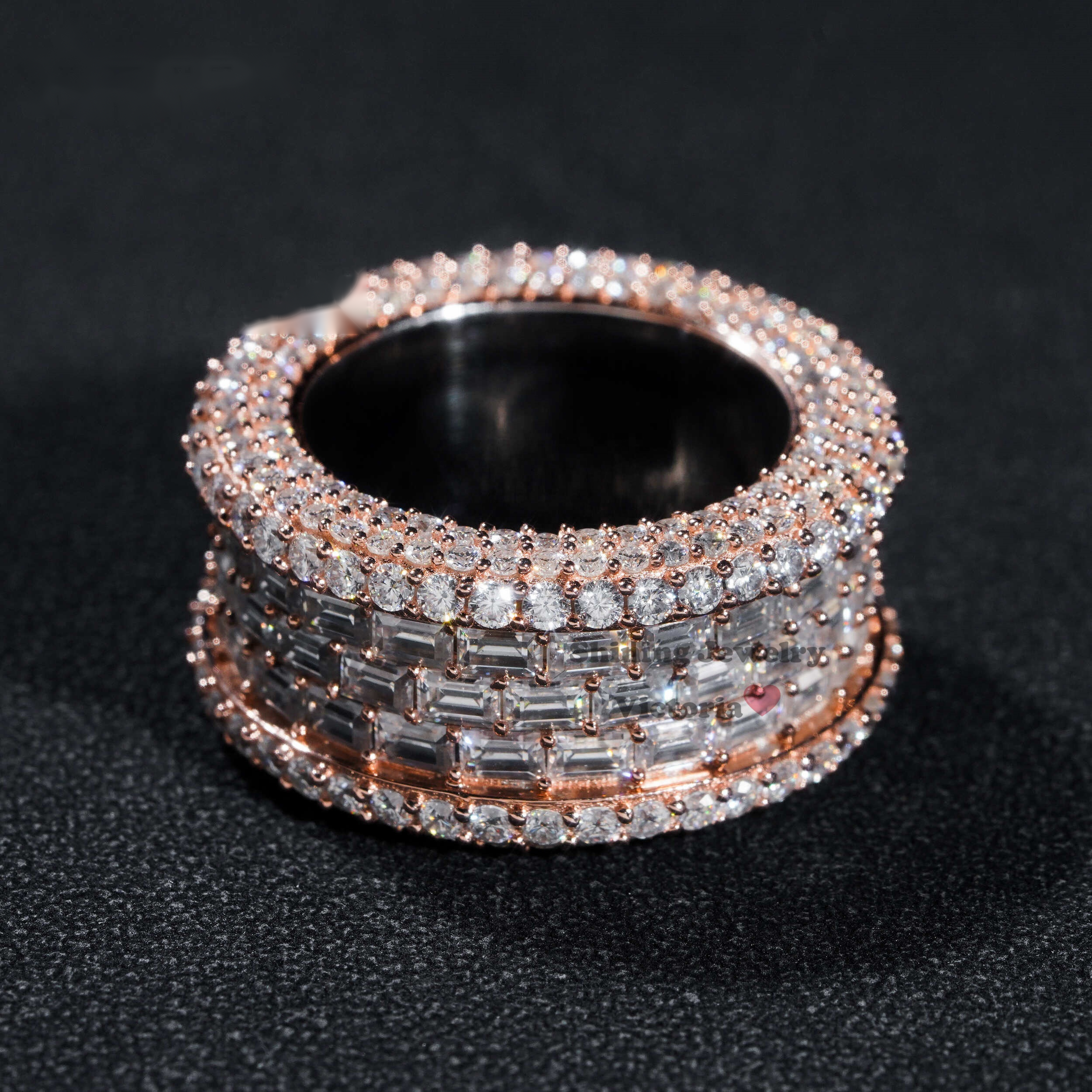 Baguette Center Eternity Band — Moissanite, 925 Silver