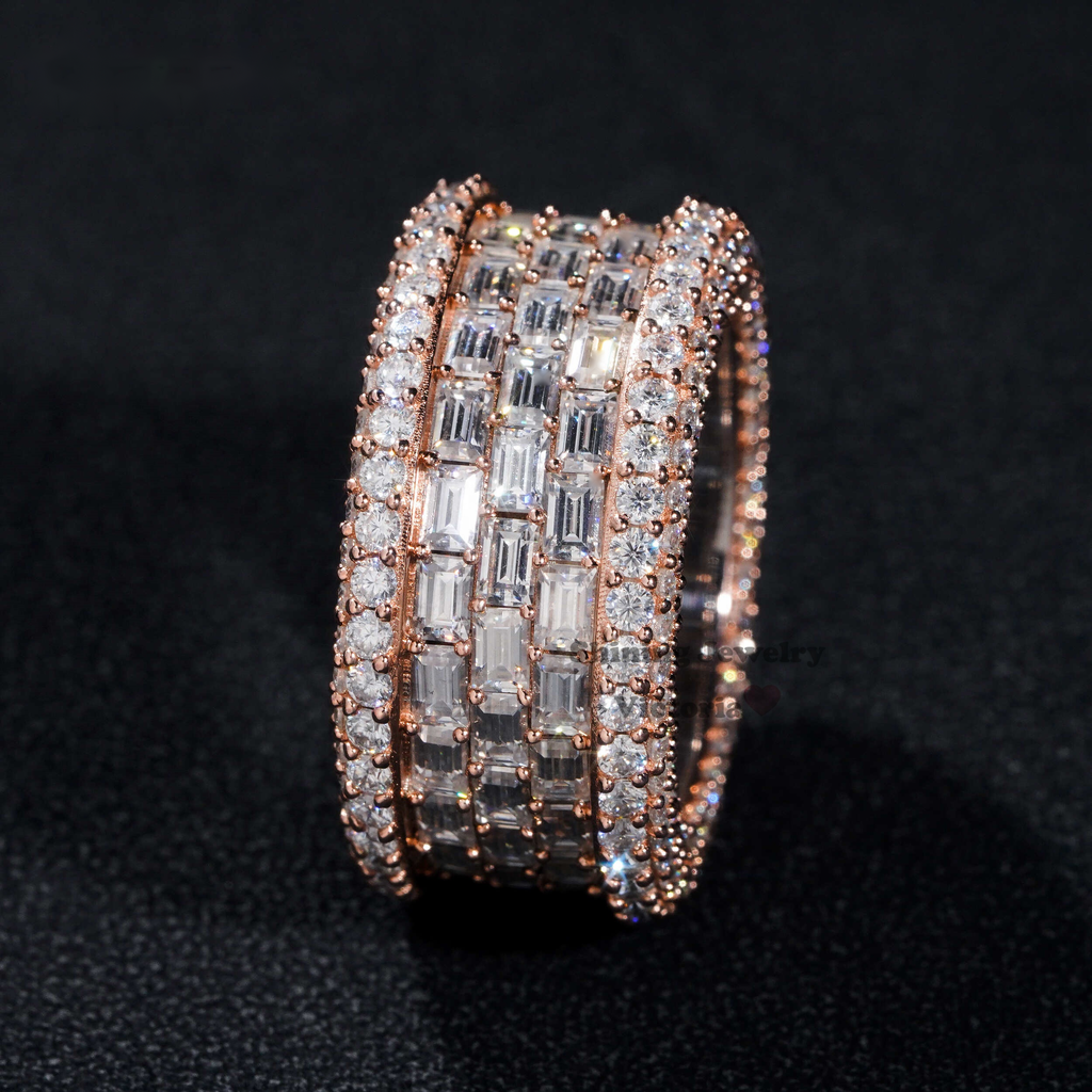 Baguette Center Eternity Band — Moissanite, 925 Silver