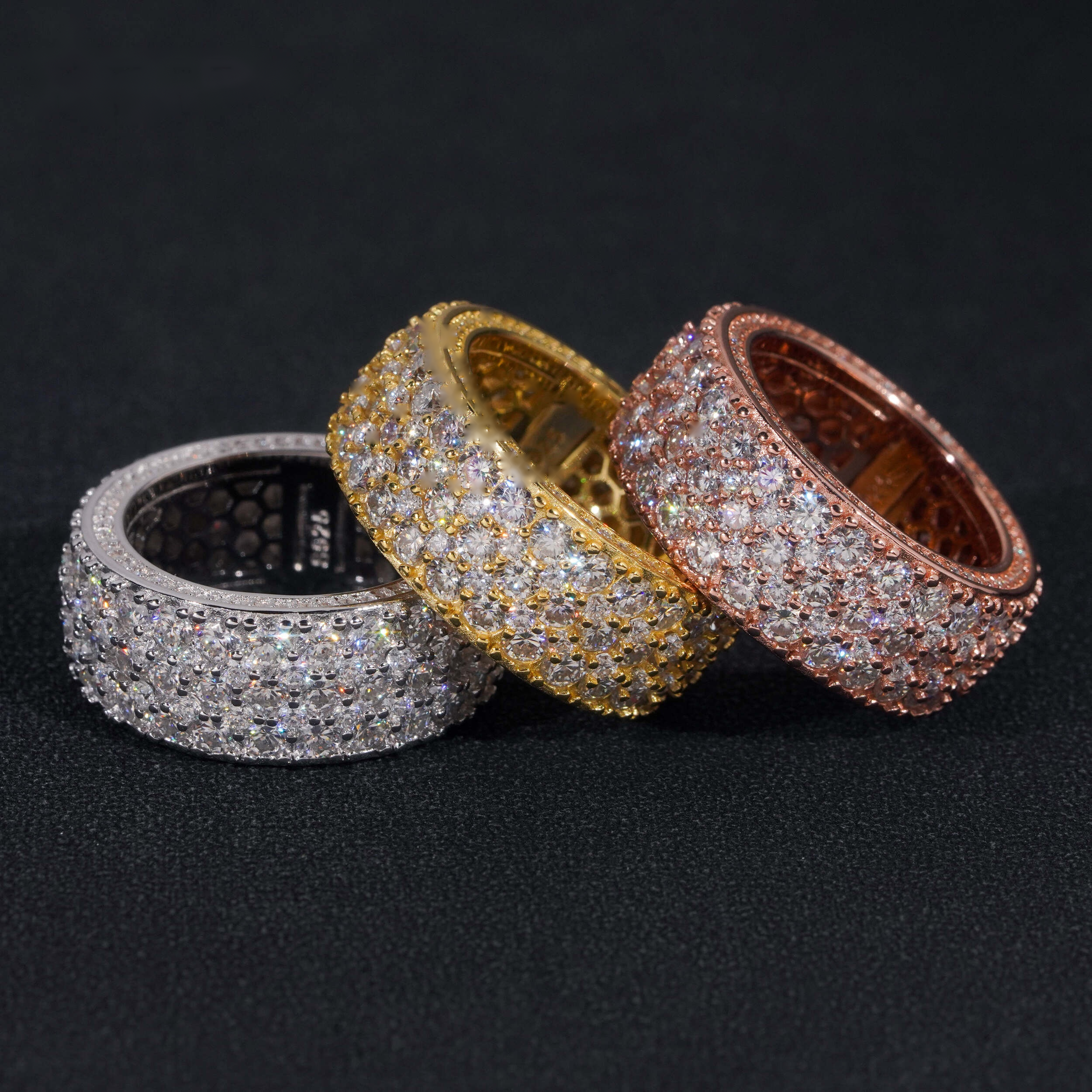 Three-Row Pavé Eternity Band — Moissanite, 925 Silver