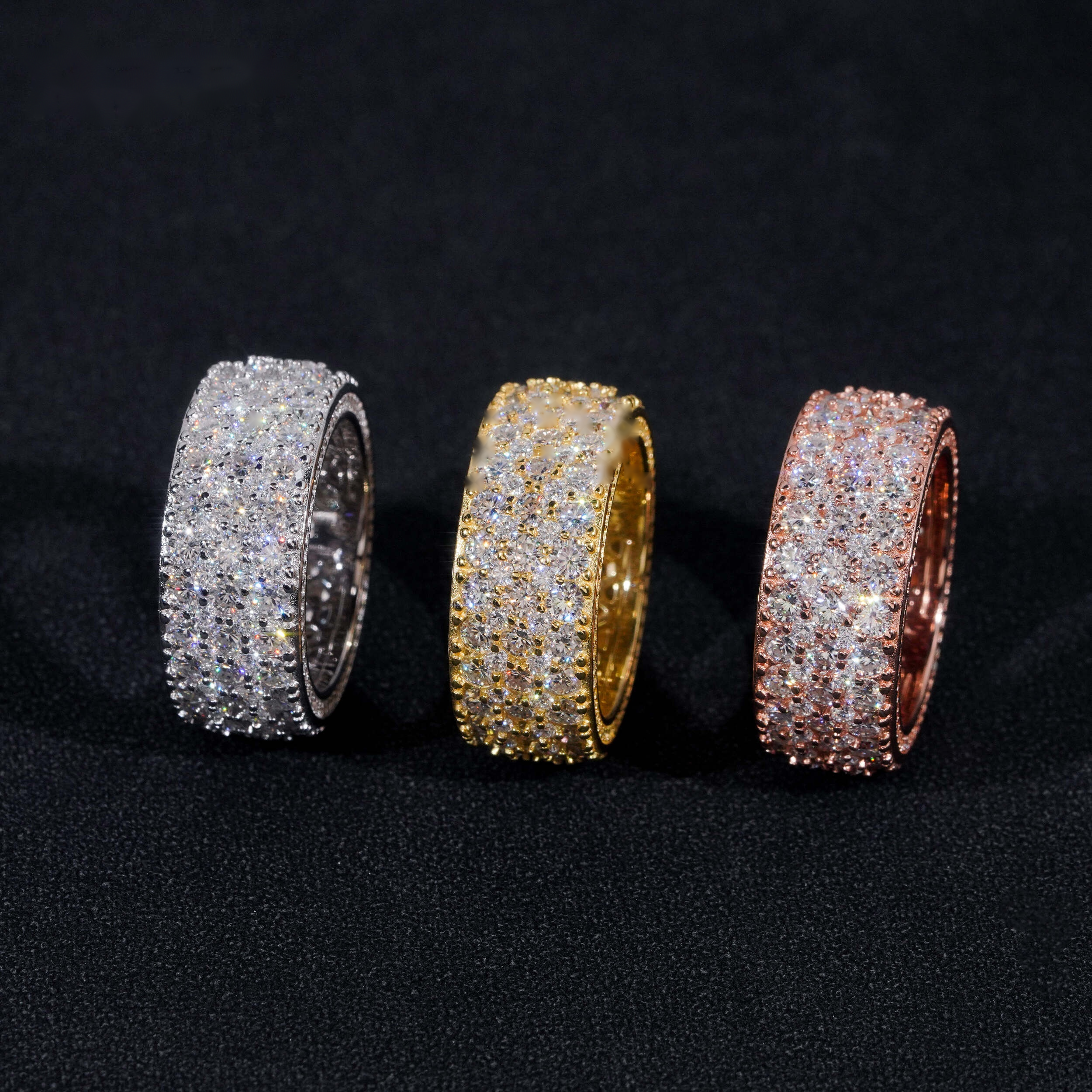 Three-Row Pavé Eternity Band — Moissanite, 925 Silver