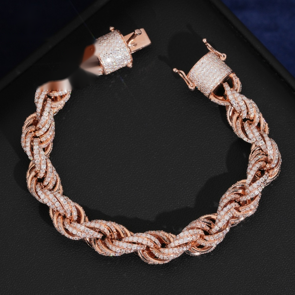 Iced-Out Rope Bracelet – Moissanite & 925 Silver