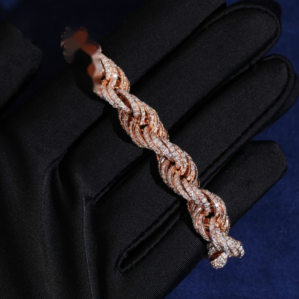 Iced-Out Rope Bracelet – Moissanite & 925 Silver