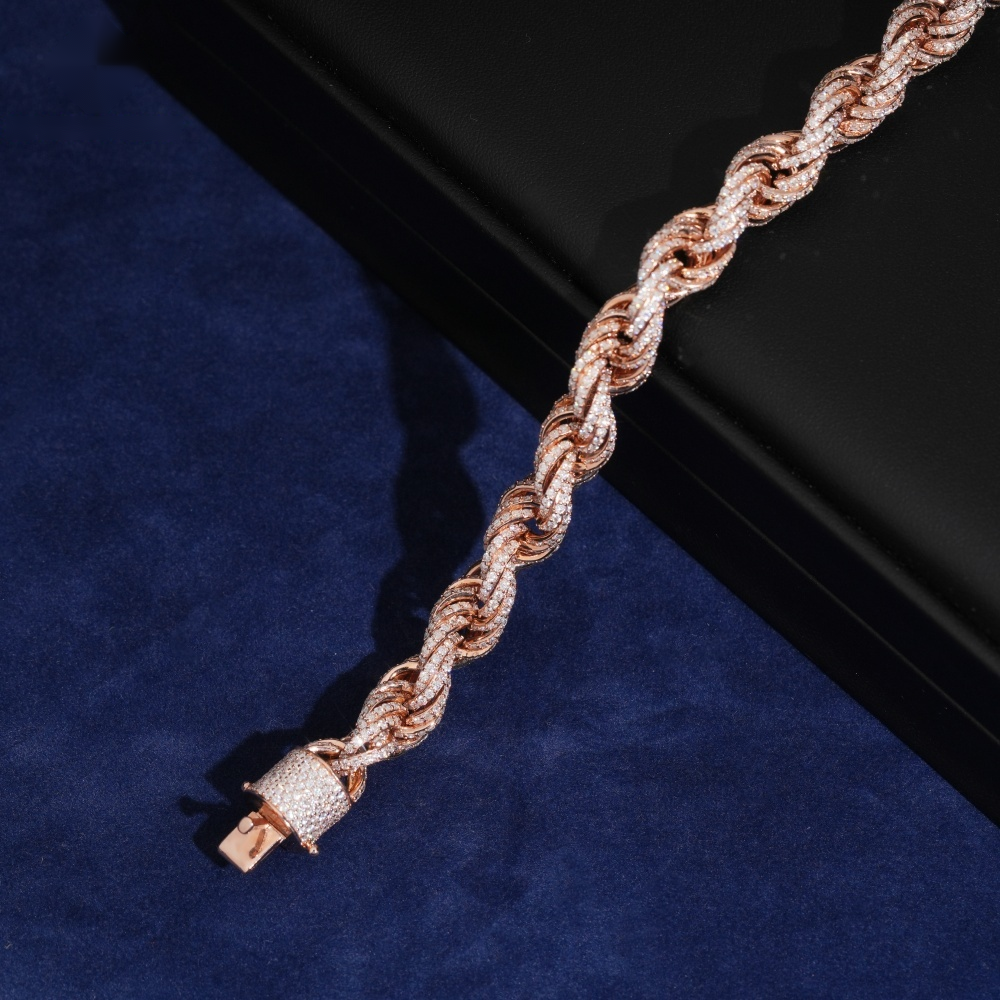 Iced-Out Rope Bracelet – Moissanite & 925 Silver