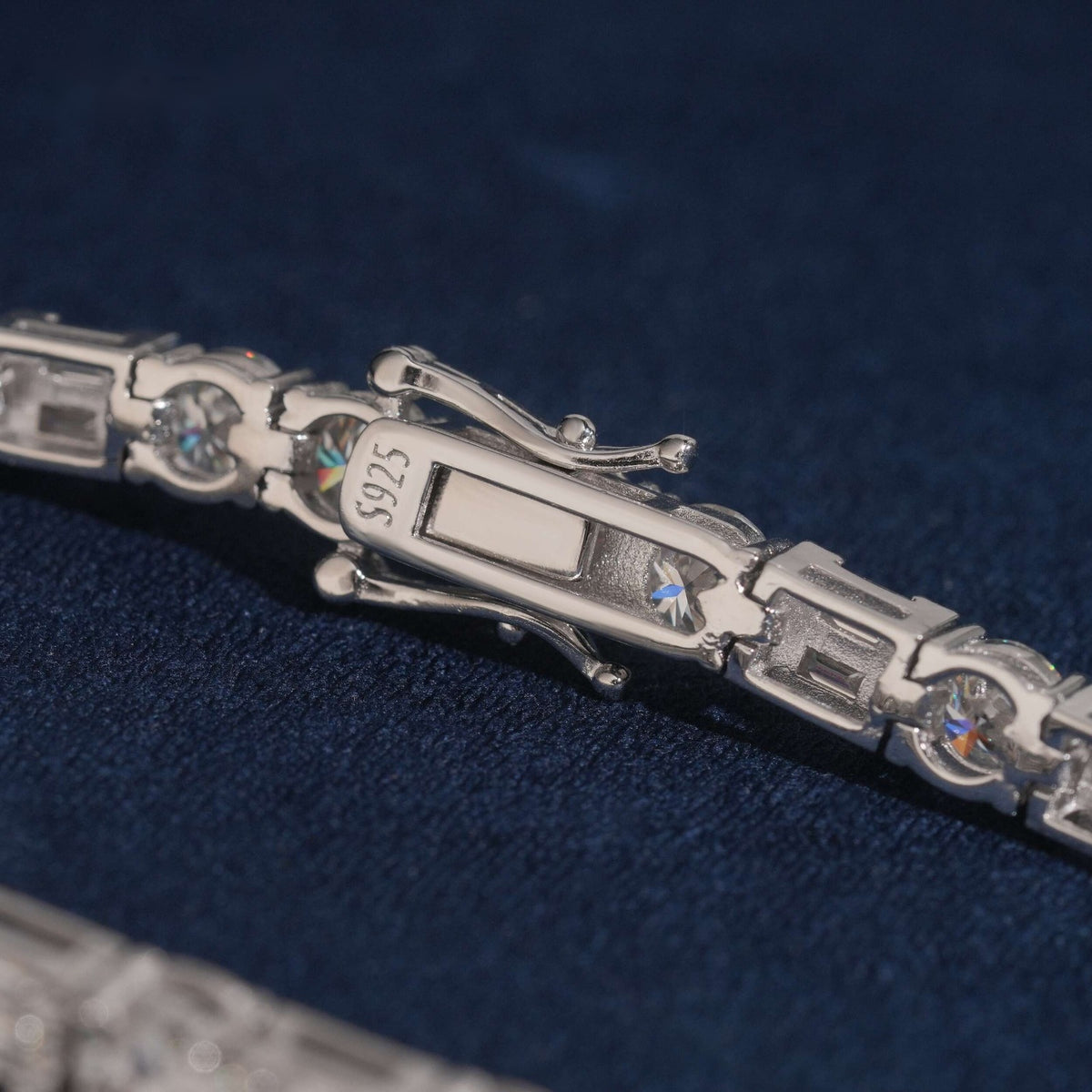 Round & Baguette Tennis Bracelet — Moissanite, 925 Silver