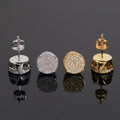 Round Pavé Disc Stud Earrings Screw Back — Moissanite, 925 Silver