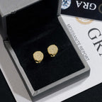 Round Pavé Disc Stud Earrings Screw Back — Moissanite, 925 Silver
