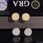 Round Pavé Disc Stud Earrings Screw Back — Moissanite, 925 Silver