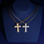 Rounded Baguette Cross Pendant — Moissanite, 925 Silver