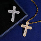 Rounded Baguette Cross Pendant — Moissanite, 925 Silver