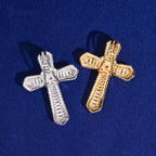 Rounded Baguette Cross Pendant — Moissanite, 925 Silver