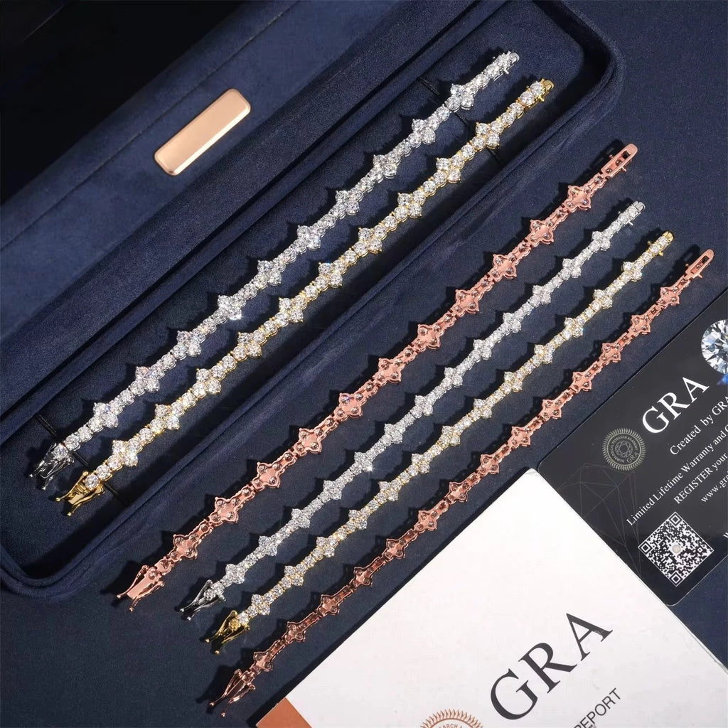 3MM Cluster Bracelet Moissanite S925 + Rhodium