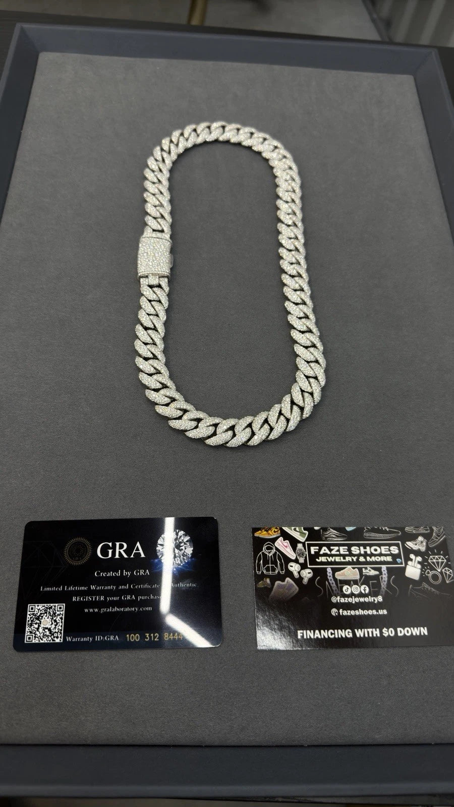 15MM Cuban Chain Mosaic Setting Moissanite S925 + Rhodium