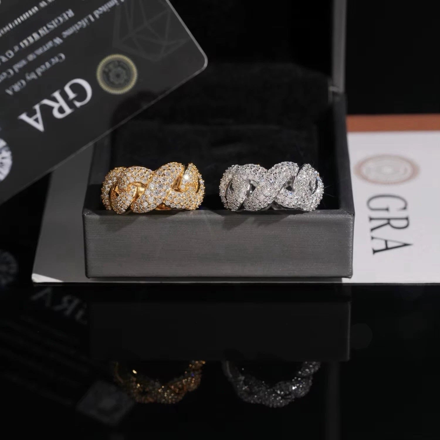 Cuban Link Ring Moissanite S925 + Rhodium