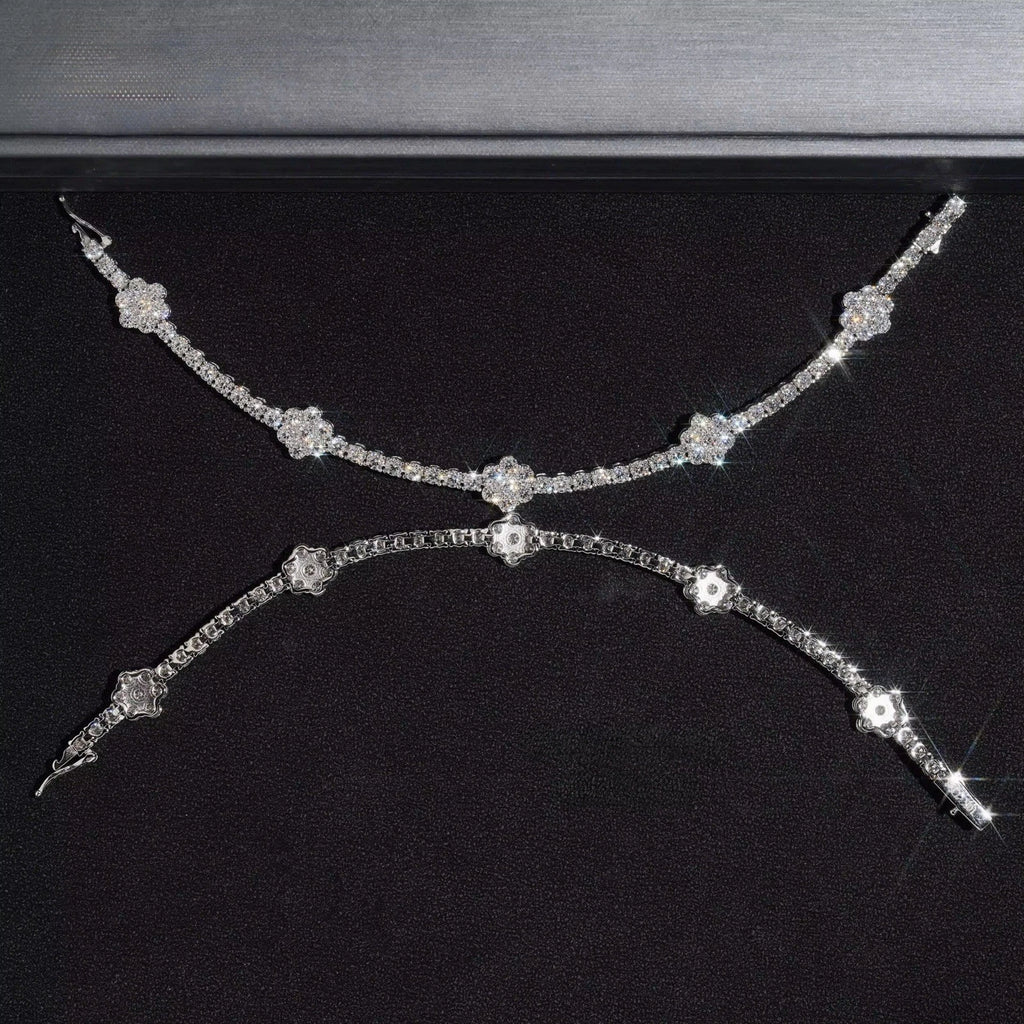 Clover All White Bracelet Moissanite S925 + Rhodium