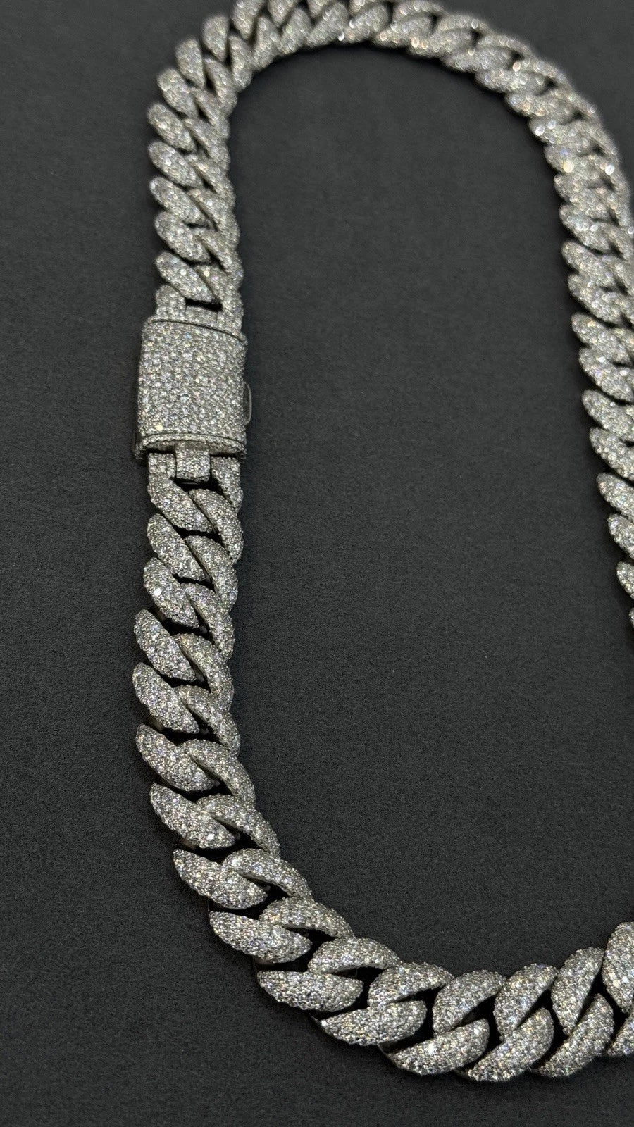 15MM Cuban Chain Mosaic Setting Moissanite S925 + Rhodium