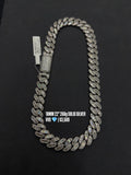 17MM Cuban Chain Baguette Setting Moissanite S925 + Rhodium