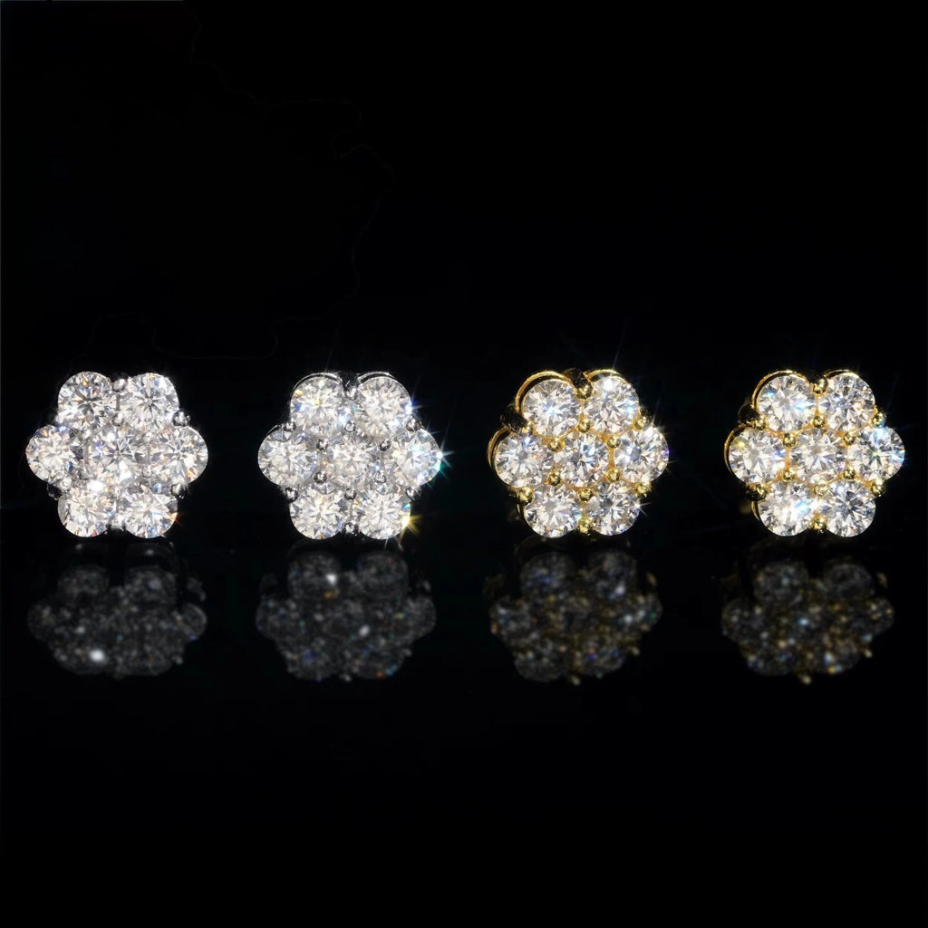 8MM Moissanite S925 Flower Earrings