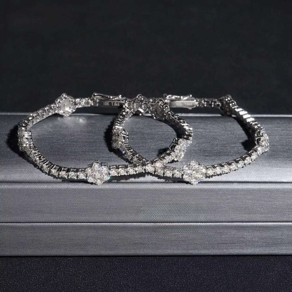 Clover All White Bracelet Moissanite S925 + Rhodium