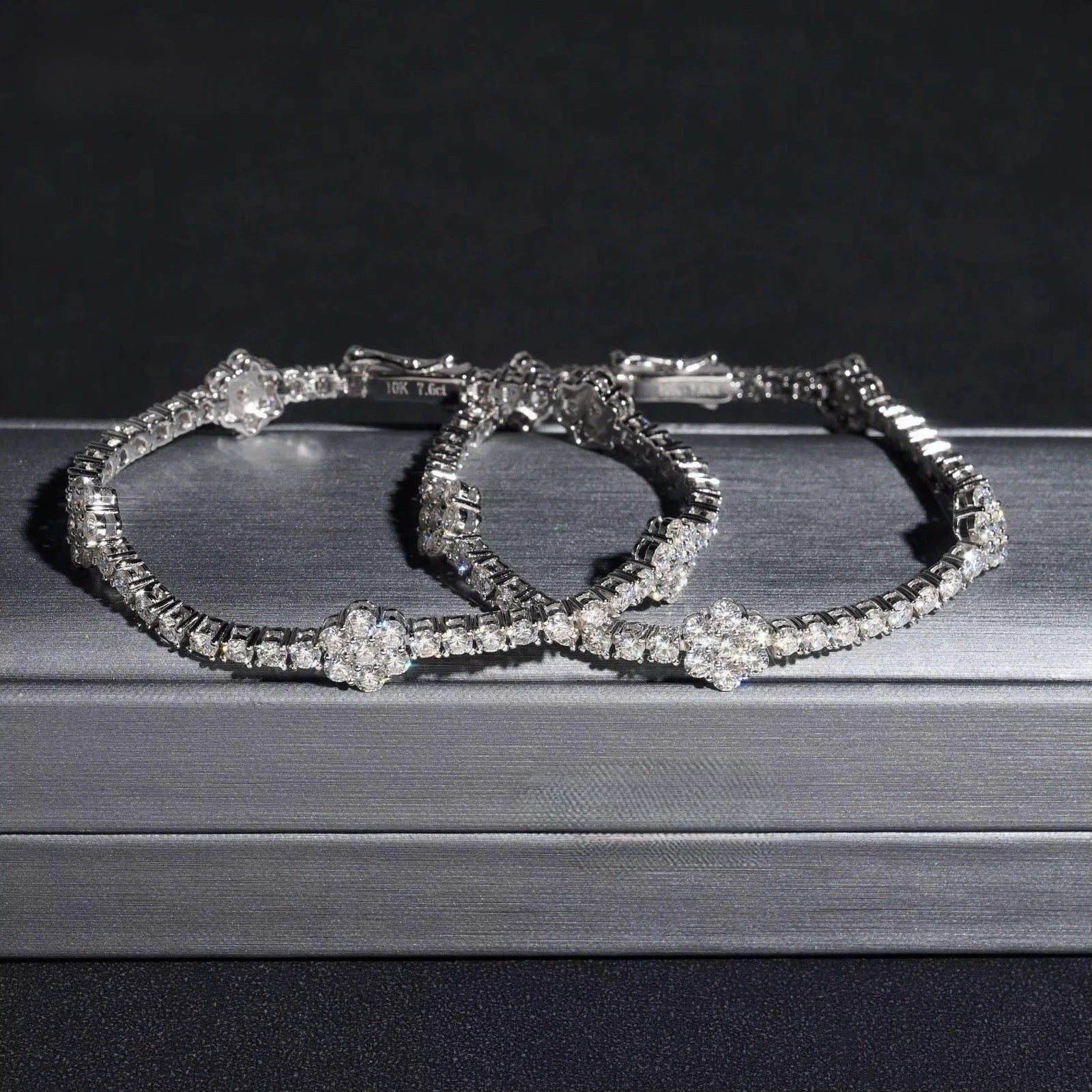 Clover All White Bracelet Moissanite S925 + Rhodium