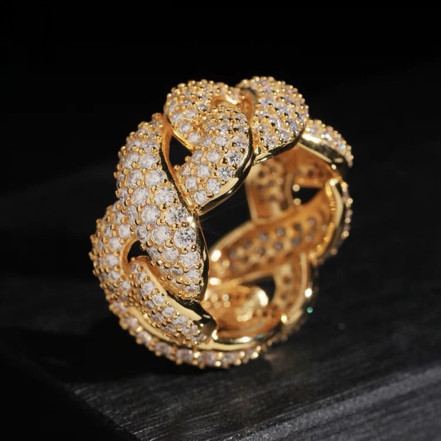 Cuban Link Ring Moissanite S925 + Rhodium