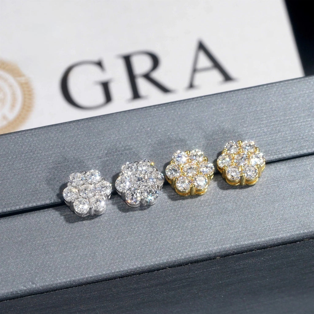 8MM Moissanite S925 Flower Earrings