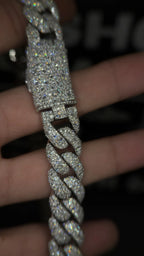 14mm Cuban Chain Upside down Setting, Moissanite, 925 Silver | FAZE Jewelry